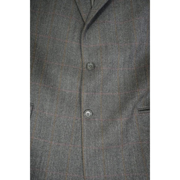 Botany 500 Blazer Men 41R Gray Plaid 100% Lambswool 2 Button Tweed - Picture 9 of 15